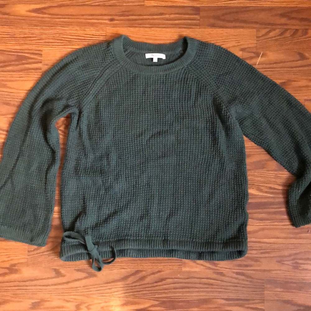Madewell | Green waffle knit sweater w/ tie, Sz. S